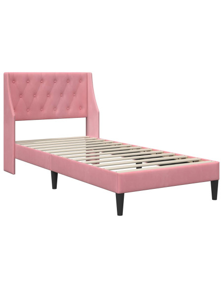 Struttura del letto con testiera Rosa 100 x 200 cm Velluto