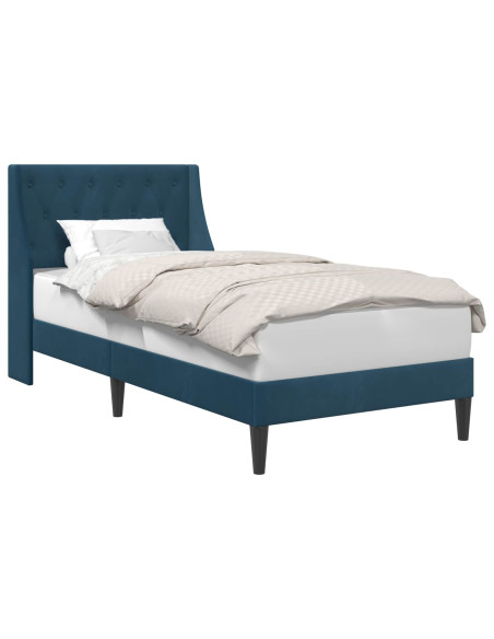 Struttura del letto con testiera Blu 100 x 200 cm Velluto