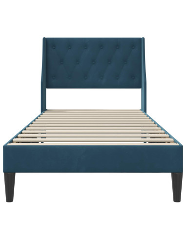 Struttura del letto con testiera Blu 100 x 200 cm Velluto