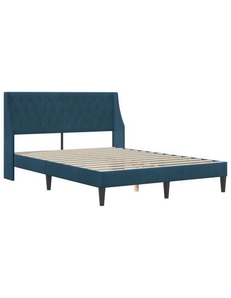 Struttura del letto con testiera Blu 120 x 200 cm Velluto