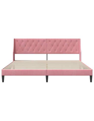 Struttura del letto con testiera Rosa 200 x 200 cm Velluto