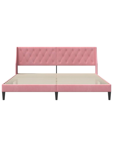 Struttura del letto con testiera Rosa 200 x 200 cm Velluto