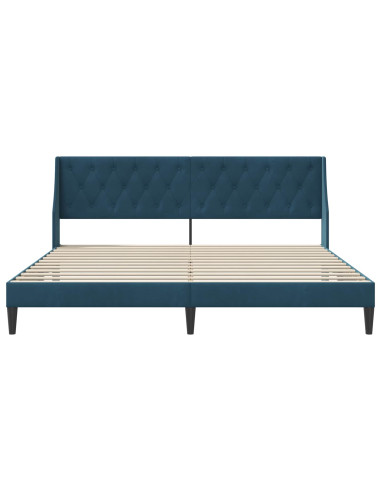 Struttura del letto con testiera Blu 200 x 200 cm Velluto