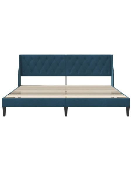 Struttura del letto con testiera Blu 200 x 200 cm Velluto