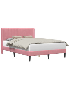 Struttura del letto con testiera Rosa 140 x 200 cm Velluto 2