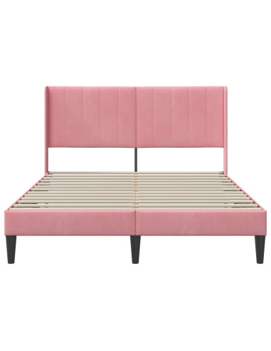 Struttura del letto con testiera Rosa 140 x 200 cm Velluto