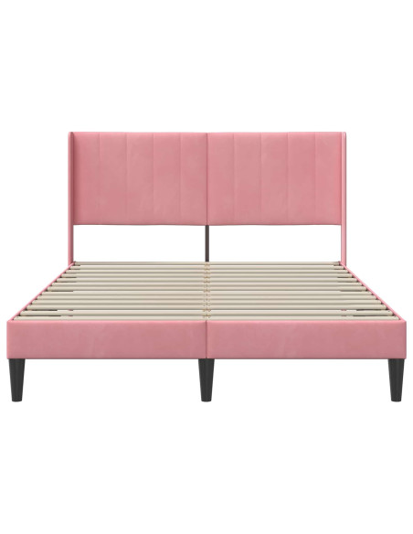 Struttura del letto con testiera Rosa 140 x 200 cm Velluto