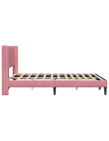 Struttura del letto con testiera Rosa 140 x 200 cm Velluto