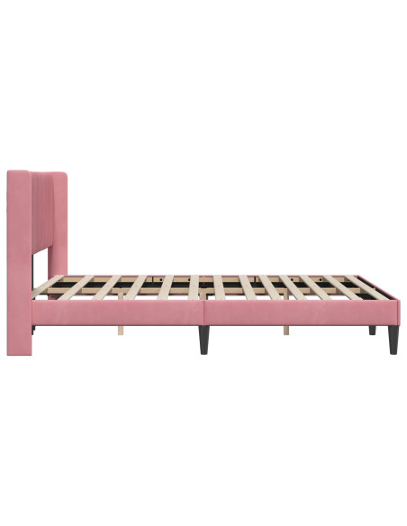 Struttura del letto con testiera Rosa 140 x 200 cm Velluto
