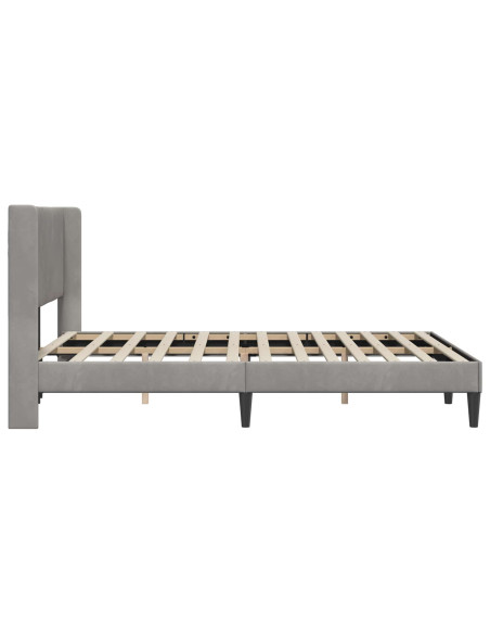 Struttura del letto Grigio chiaro 160 x 200 cm Velluto