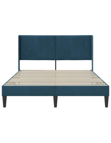Struttura del letto con testiera Blu 160 x 200 cm Velluto