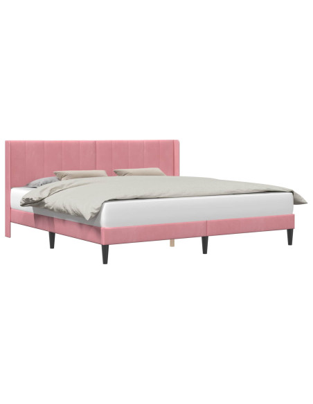 Struttura del letto con testiera Rosa 180 x 200 cm Velluto
