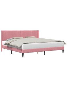 Struttura del letto con testiera Rosa 200 x 200 cm Velluto 2