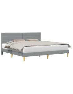 Struttura del letto Grigio chiaro 200 x 200 cm Tessuto 2
