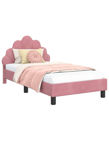 Struttura letto bambini con testata Rosa 80 x 160 cm Velluto