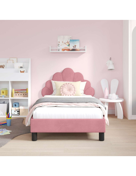 Struttura letto bambini con testata Rosa 80 x 160 cm Velluto