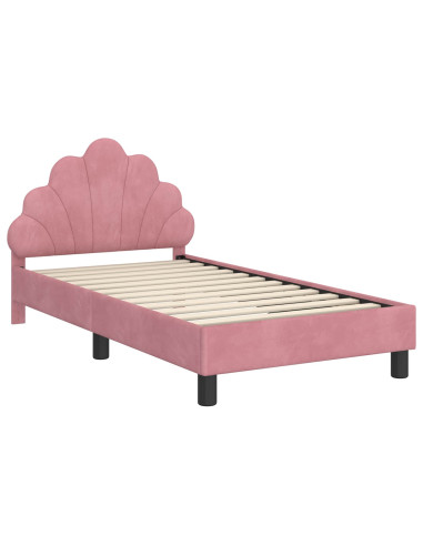 Struttura letto bambini con testata Rosa 80 x 160 cm Velluto