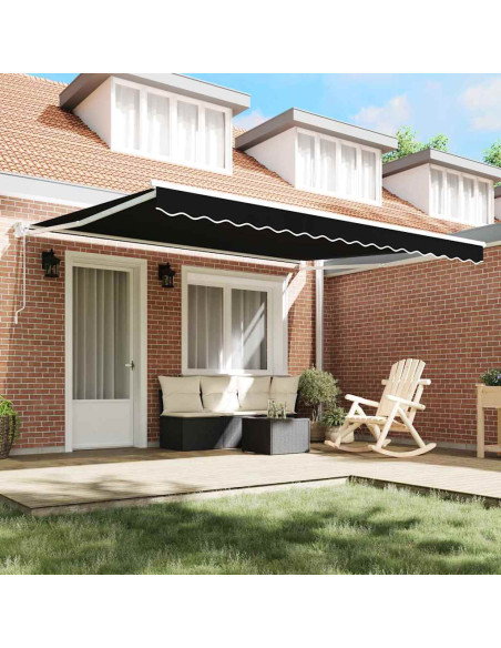 Tenda Retrattile Nero 400 × 300 cm Poliestere e Alluminio