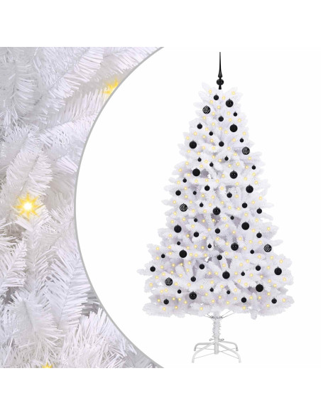 Albero di Natale Artificiale con Rami Pieghevoli Bianco 210 cm