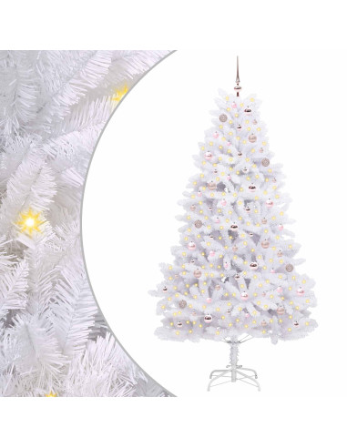 Albero di Natale Artificiale con Rami Pieghevoli Bianco 210 cm