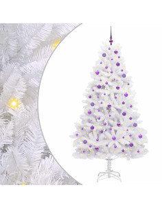 Albero di Natale Artificiale con Rami Pieghevoli Bianco 210 cm 2