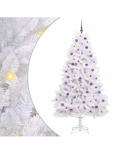 Albero di Natale Artificiale con Rami Pieghevoli Bianco 210 cm