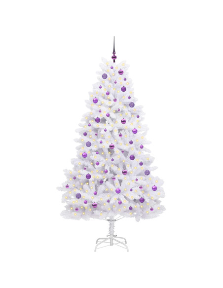Albero di Natale Artificiale con Rami Pieghevoli Bianco 210 cm