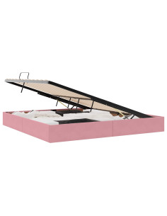 Letto con Contenitore con testiera Rosa 200 x 200 cm Velluto 2