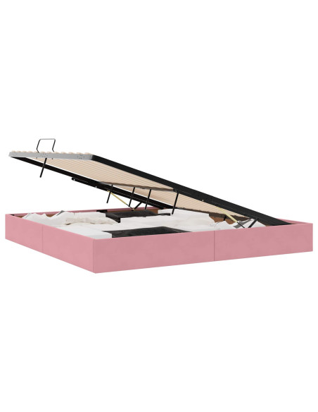 Letto con Contenitore con testiera Rosa 200 x 200 cm Velluto