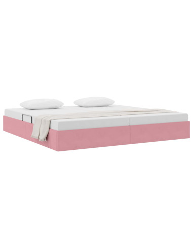 Letto con Contenitore con testiera Rosa 200 x 200 cm Velluto
