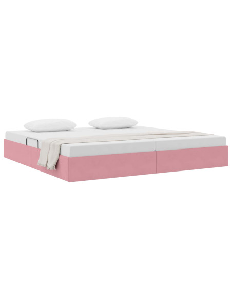 Letto con Contenitore con testiera Rosa 200 x 200 cm Velluto