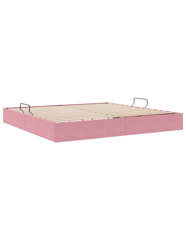 Letto con Contenitore con testiera Rosa 200 x 200 cm Velluto
