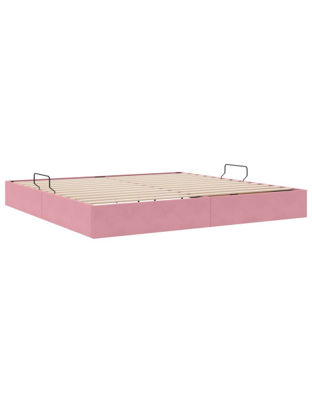 Letto con Contenitore con testiera Rosa 200 x 200 cm Velluto