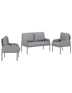 Set divani con cuscino 3 pcs Grigio chiaro 115 x 56 x 80 cm 2