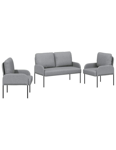 Set divani con cuscino 3 pcs Grigio chiaro 115 x 56 x 80 cm