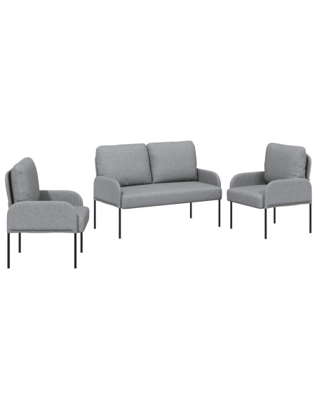 Set divani con cuscino 3 pcs Grigio chiaro 115 x 56 x 80 cm