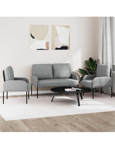 Set divani con cuscino 3 pcs Grigio chiaro 115 x 56 x 80 cm