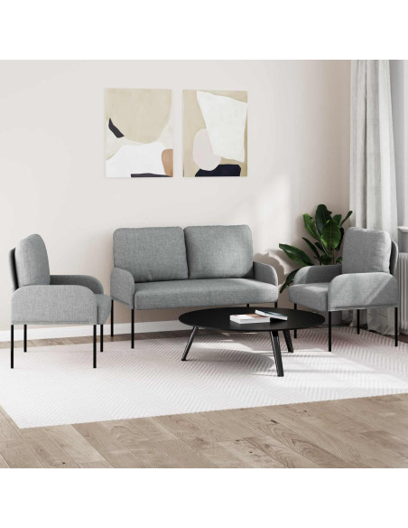 Set divani con cuscino 3 pcs Grigio chiaro 115 x 56 x 80 cm