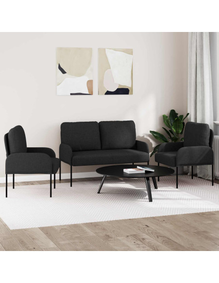Set divani 3 pcs Nero 115 x 56 x 80 cm Legno compensato