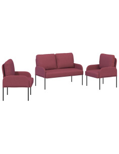 Set divani 3 pcs Rosso Vino 115 x 56 x 80 cm Legno compensato 2