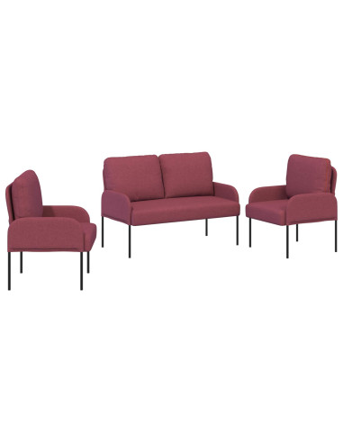 Set divani 3 pcs Rosso Vino 115 x 56 x 80 cm Legno compensato