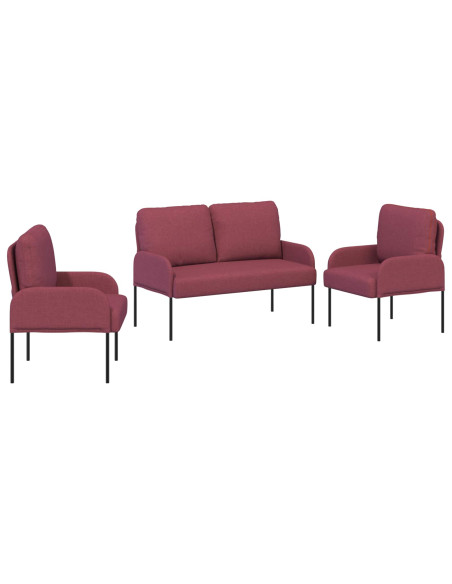 Set divani 3 pcs Rosso Vino 115 x 56 x 80 cm Legno compensato