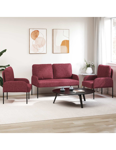 Set divani 3 pcs Rosso Vino 115 x 56 x 80 cm Legno compensato