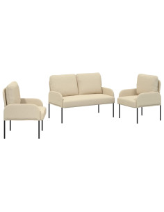 Set divani 3 pcs Crema 115 x 56 x 80 cm Legno compensato 2