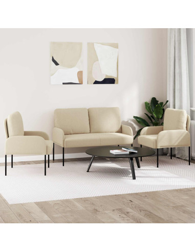 Set divani 3 pcs Crema 115 x 56 x 80 cm Legno compensato