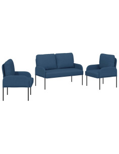 Set divani 3 pcs Blu 115 x 56 x 80 cm Legno compensato 2