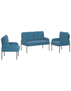 Set divani 3 pcs Blu 115 x 56 x 80 cm Legno compensato 2