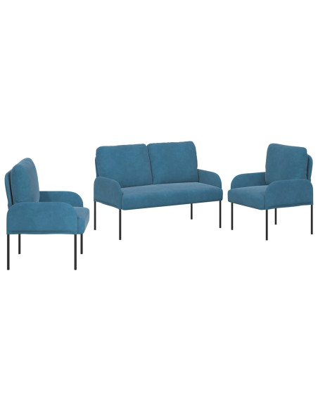 Set divani 3 pcs Blu 115 x 56 x 80 cm Legno compensato