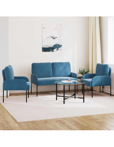 Set divani 3 pcs Blu 115 x 56 x 80 cm Legno compensato