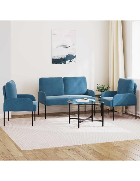 Set divani 3 pcs Blu 115 x 56 x 80 cm Legno compensato